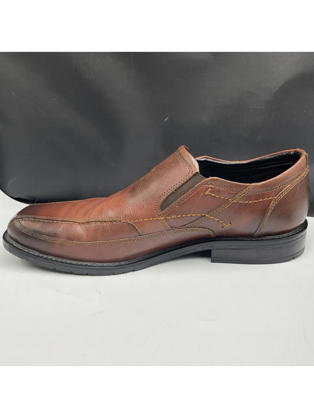 Nunn Bush Mens Brown Leather Slip On Loafers Comfort Gel Dress Shoes Size 10.5M